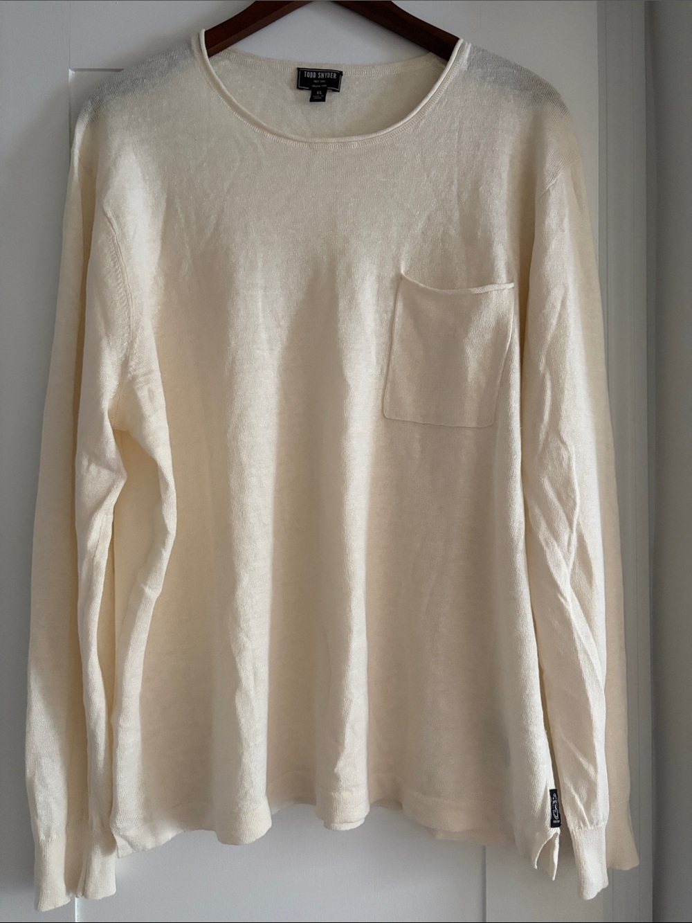 Todd Snyder Cream Crewneck Pocket Sweater